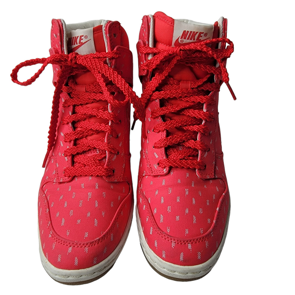 Nike Dunk Sky Hi Hidden Wedge Sneaker Hyper Red Sail Women's Size 9.5 Gum Sole